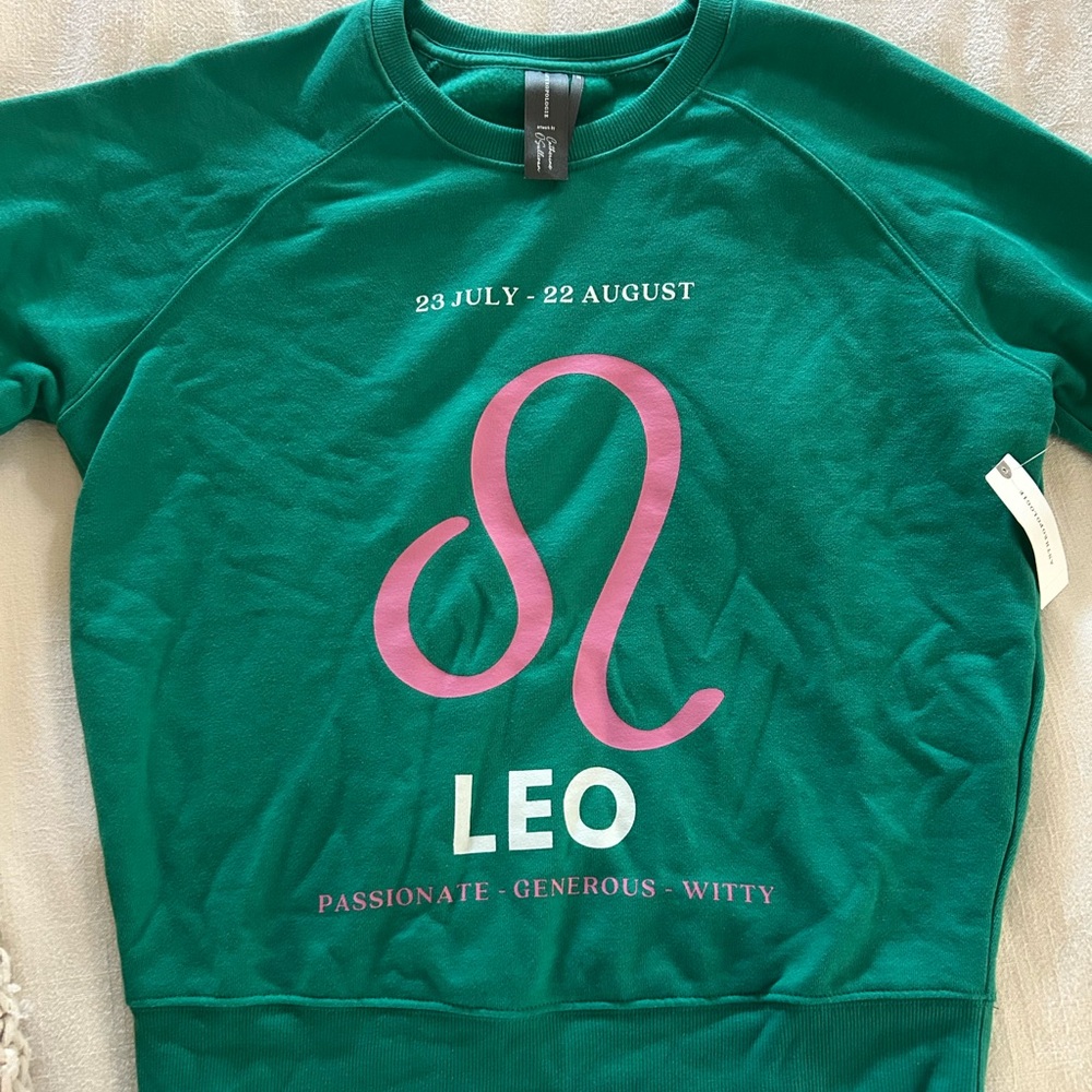 Anthropologie Emerald Green Crewneck Top